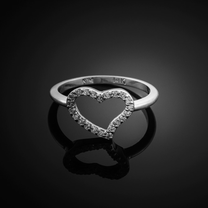 White Gold Diamond Heart Ring