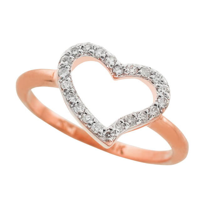 Rose Gold Diamond Heart Ring