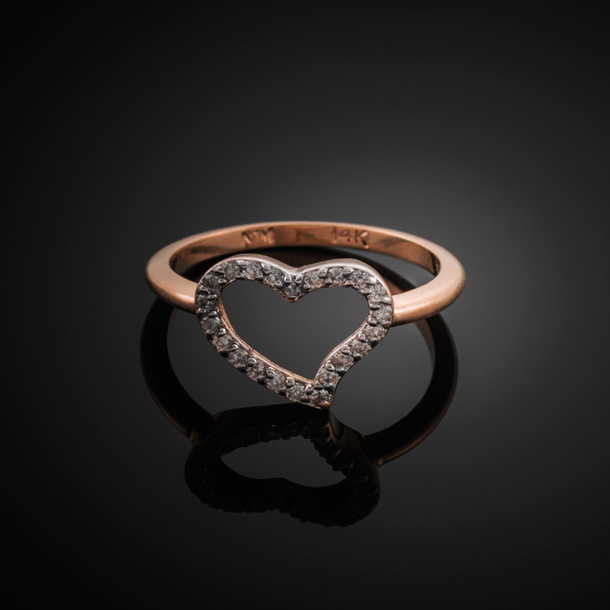 Rose Gold Diamond Heart Ring