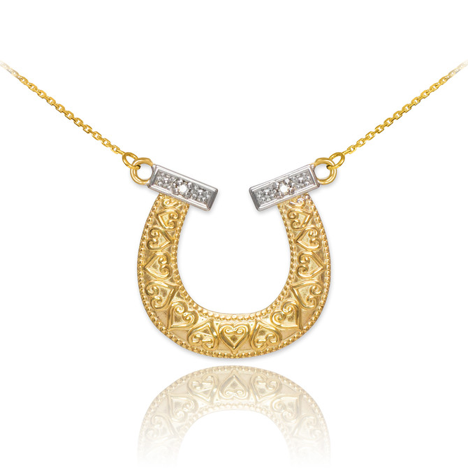 14k Two-Tone Gold Diamond Horseshoe Necklace