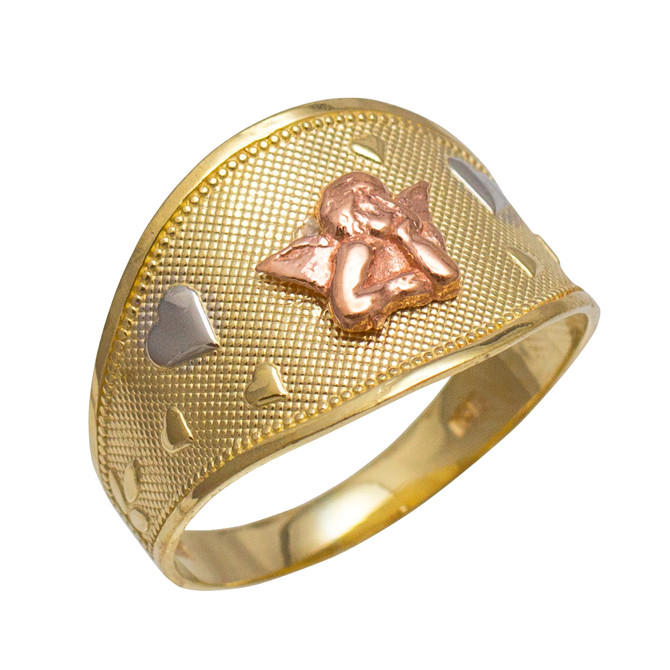 Gold Angel Hearts Ring