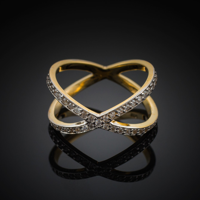 Gold Diamond Orbit Ring