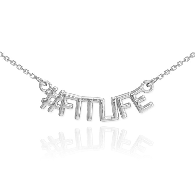 14k White Gold #FITLIFE Necklace