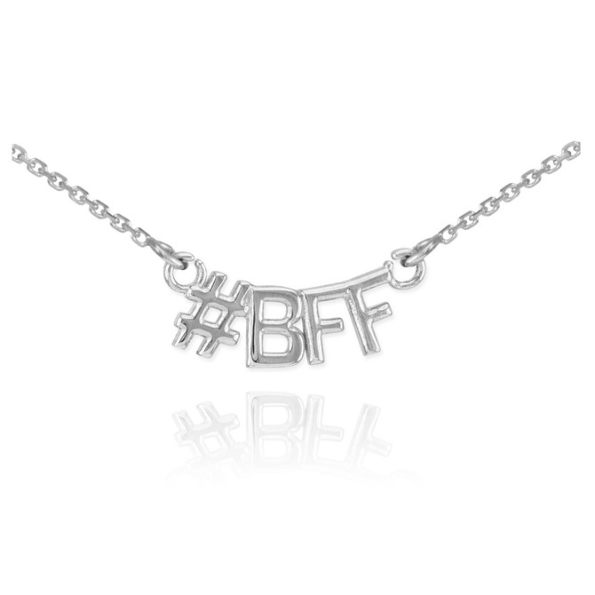 14k White Gold #BFF Necklace
