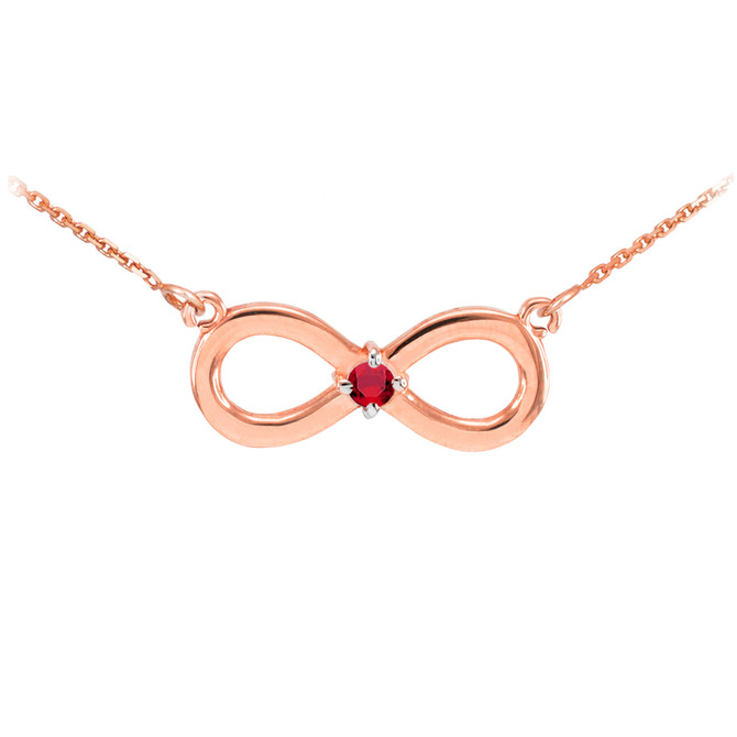 14K Rose Gold Infinity CZ Birthstone Necklace