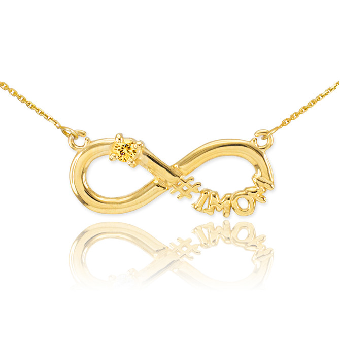 14K Gold Infinity #1MOM CZ Birthstone Necklace