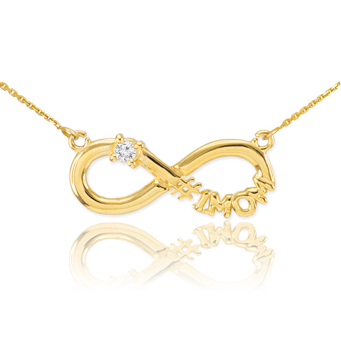 14K Gold Infinity #1MOM CZ Birthstone Necklace