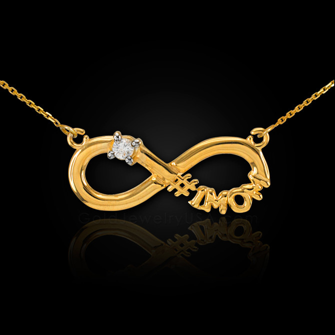 14K Gold Infinity #1MOM CZ Birthstone Necklace