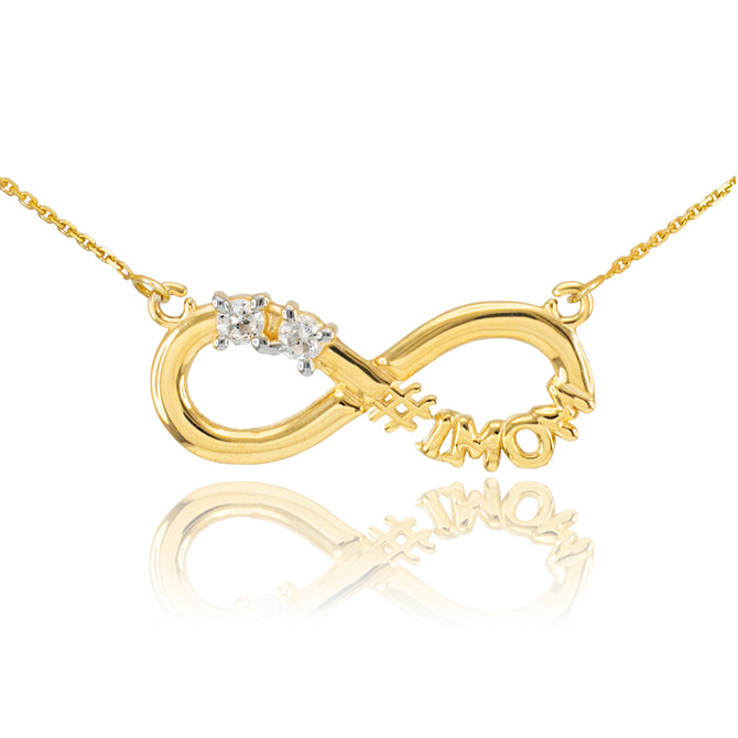 14K Gold Infinity #1MOM Necklace with Dual CZ Birthstones