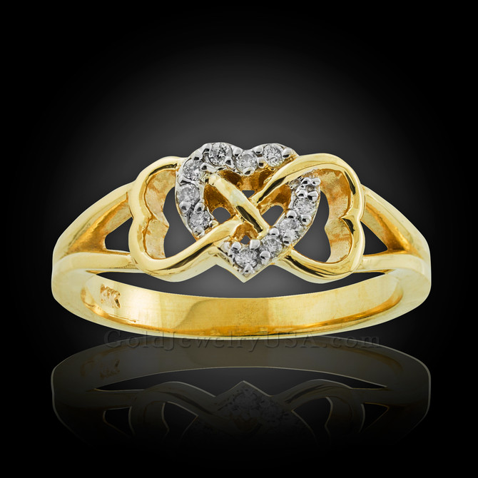 Gold Infinity Heart Diamond Ring