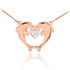 14k Rose Gold Two Dolphins CZ Necklace
