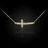 Curved Cute Diamond Sideways Cross Gold Necklace