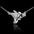 14k White Gold Hummingbird with Diamond Flower Necklace