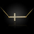 14K Gold Sideways Diamond Cross Pendant Necklace