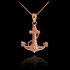 Rose Gold Anchor Diamond Pendant Necklace