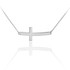 14K Solid White Gold Sideways Curved Cute Cross Necklace