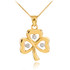 Gold 3-Leaf Diamond Shamrock Clover Pendant Necklace