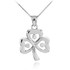 White Gold 3-Leaf Diamond Shamrock Clover Pendant Necklace