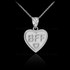 White Gold 'BFF' Heart Pendant Necklace