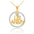 Gold US ARMY Diamond Pendant Necklace