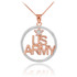 Rose Gold US ARMY Diamond Pendant Necklace