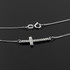 14K White Gold Diamond Sideways Cute Curved Cross Necklace