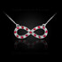 14K White Gold Infinity Necklace with Diamonds and Rubies