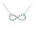 14K White Gold Diamond Infinity Necklace with Emeralds