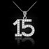 14K White Gold Quinceanera 15 Anos Diamond Necklace Pendant