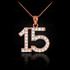 14K Rose Gold Quinceanera 15 Anos Diamond Necklace Pendant