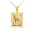 Polished Gold Aries Zodiac Sign Rectangular Pendant Necklace