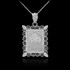 Polished White Gold Taurus Zodiac Sign Rectangular Pendant Necklace