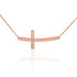14K Rose Gold Sideways Curved Diamond Cross Necklace