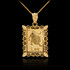 Polished Gold Leo Zodiac Sign Rectangular Pendant Necklace
