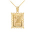 Gold Virgo Zodiac Sign Filigree Square Pendant Necklace