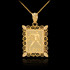 Gold Libra Zodiac Sign Filigree Square Pendant Necklace