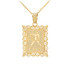Gold Libra Zodiac Sign Filigree Square Pendant Necklace