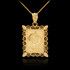 Gold Pisces Zodiac Sign Filigree Square Pendant Necklace