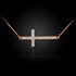 14K Rose Gold Sideways Diamond Cross Pendant Necklace