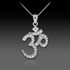 14k White Gold Om Diamond Pendant Necklace