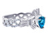 White Gold Blue Topaz Birthstone Diamond Claddagh Ring