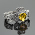 White Gold Citrine Birthstone Diamond Celtic Band Claddagh Engagement Ring