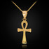 Solid gold ankh pendant necklace.