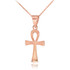 Rose Gold Egyptian Ankh Cross Charm Necklace