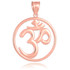 Rose Gold Om Open Medallion Pendant Necklace