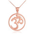 Rose Gold Om Open Medallion Pendant Necklace