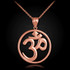 Rose Gold Om Open Medallion Pendant Necklace