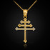 Gold Maronite Aramaic Cross Diamond Pendant Necklace