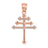 Rose Gold Maronite Aramaic Cross Diamond Pendant Necklase