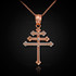 Rose Gold Maronite Aramaic Cross Diamond Pendant Necklase